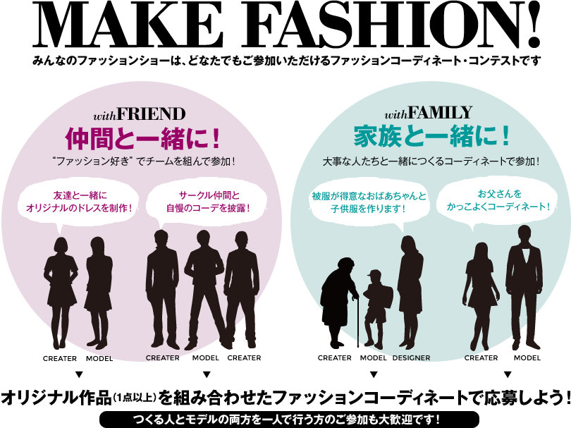 MAKE FASHION! みんなのファッションショーは、どなたでもご参加いただけるファッションコーディネート・コンテストです